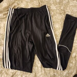 Vintage 2000s Adidas Black Joggers with White Stripes 2006 Y2K Medium VTG
